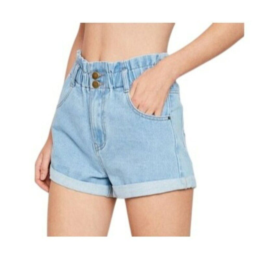 Hayden Denim Shorts L 100% Cotton Elastic Waist Casual Womens